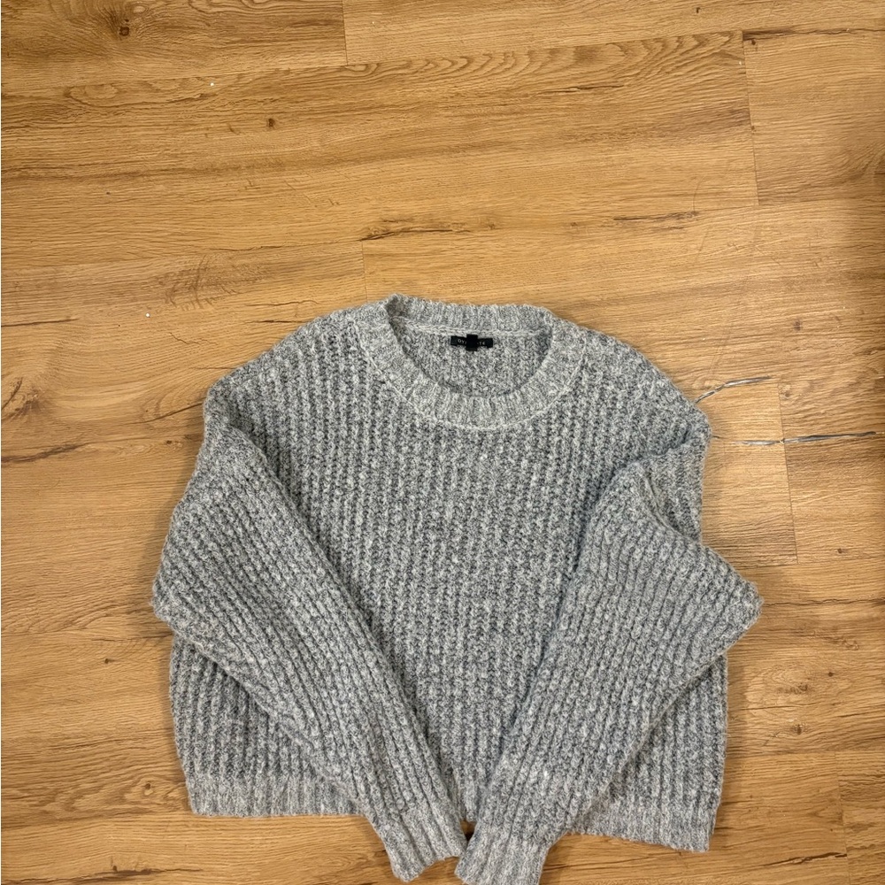 Dynamite Gray Ribbed Crewneck Sweater